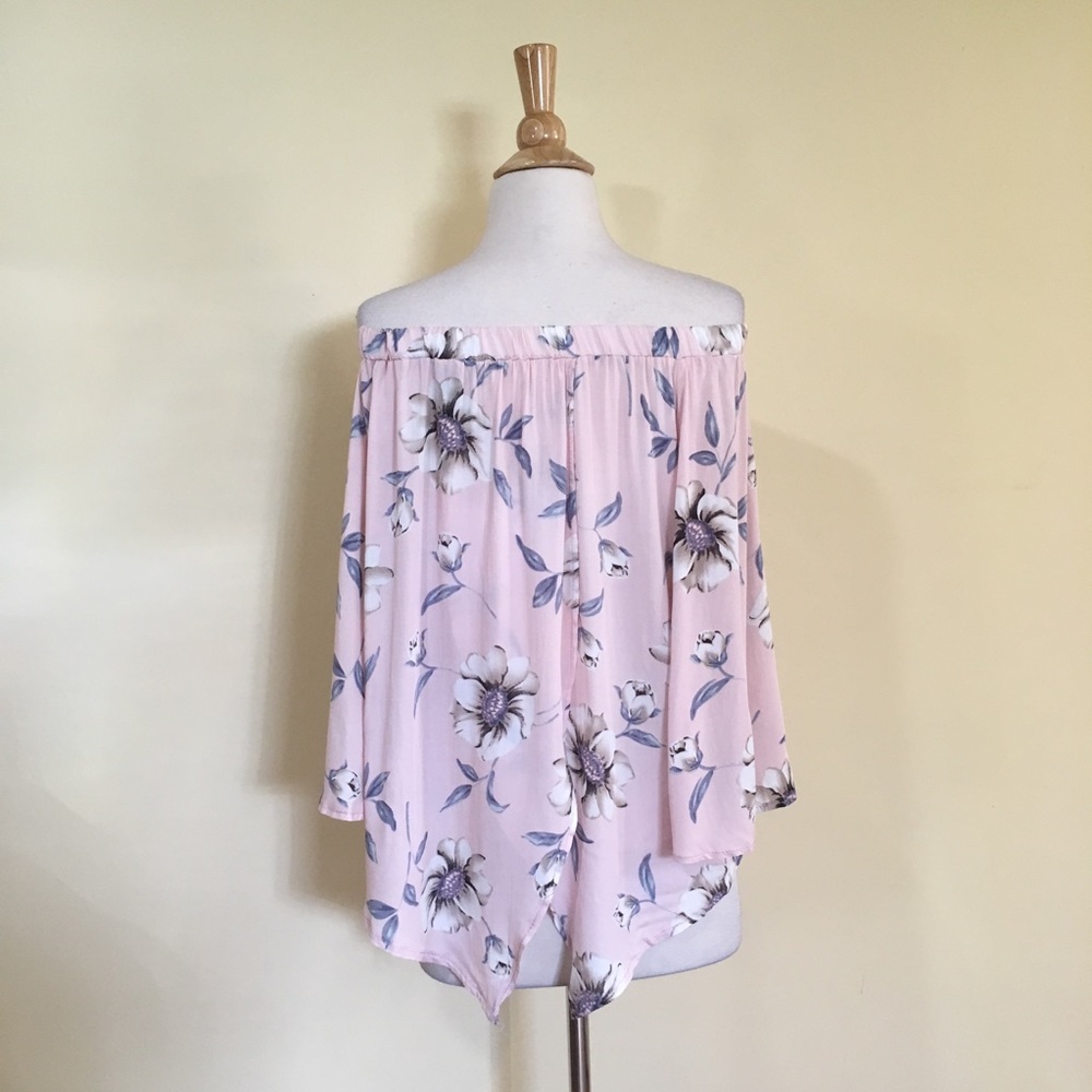 Split Back Off Shoulder Floral Top - Picture 6 of 7